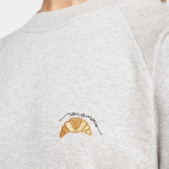 Ganni Tops - Ganni Mon Amour Embroidered Croissant Sweatshirt